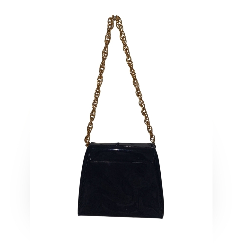 Sleek Black Crossbody Bag with Gold Hardware